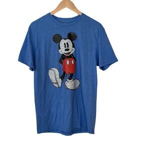 Disney Mickey Mouse Graphic Tee Blue Medium Classic Cartoon Streetwear